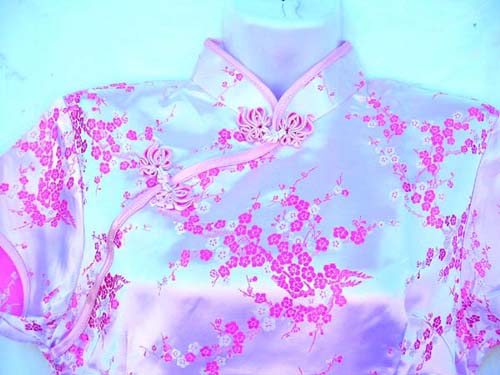 Beautiful style Chinese dress manufacturers supply wholesale Light pink Oriental evening dress with dark pink embroidered flower pattern