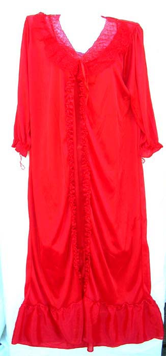Designer apparel and lingerie wholesaler distributes glamour wear. Sexy red Lingerie set with long sleeved night gown    
