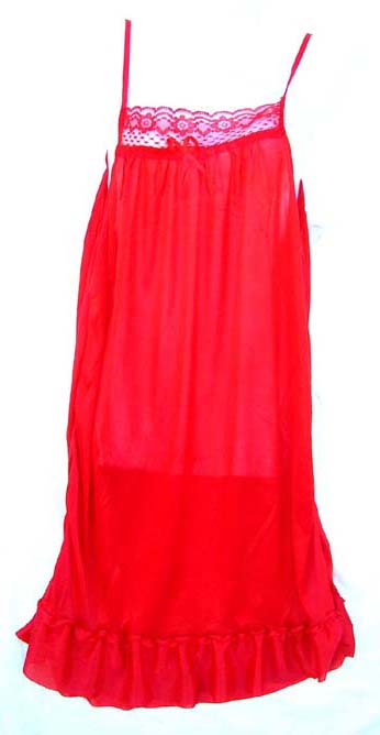 Designer apparel and lingerie wholesaler distributes glamour wear. Sexy red Lingerie set with long sleeved night gown    
