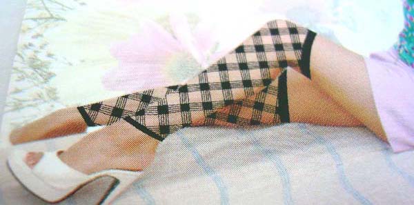 Unique womens wear gift distribution agent holesales Black Footless womens Lingerie fashions with checked pattern      
