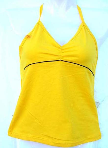 Hip hop teen clothing wholesale company supplies Halter top apparel for teen girls with V Neck design and empire line      