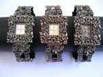 Bronze color bangle fashion watch embedded square shape with floral inlaid