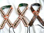 Assorted orange color seed beads and seashell and coconut wooden button belt from Bali with two strings tie design
