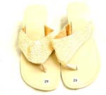 High heel bead sequin imitation leather flip flops sandal with creamy shiny beads design