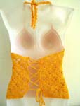 Simply irresistible orange crochet triangle cups top motif diamond shape on the bottom and top ties with neck and back