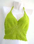Summer crochet natural top motif filigree pattern and sunflower forming in arrow shape design, also top ties at neck and back 