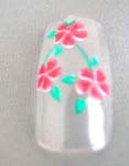 Artificial finger nails art kit with red flower and leafs design, included 10 nature nails, one glue and application on back