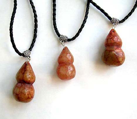 Beautiful fashion necklace with genuine chinese brown / yellow jade calabash pendant             