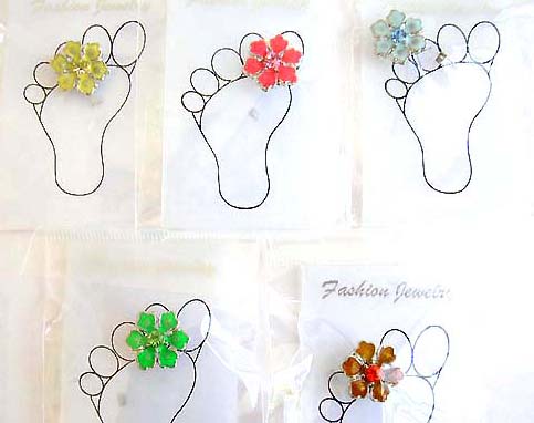 Toe jewelry distributers has flower pattern with assorted mini cz inlaid             