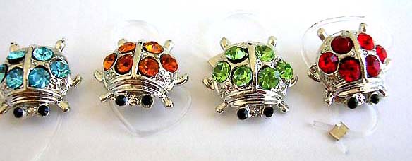 gem jewelry wholesaler has clear band toe ring motif bug pattern with assorted mini cz inlaid             