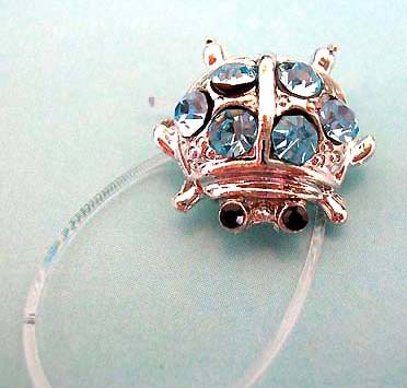 gem jewelry wholesaler has clear band toe ring motif bug pattern with assorted mini cz inlaid             