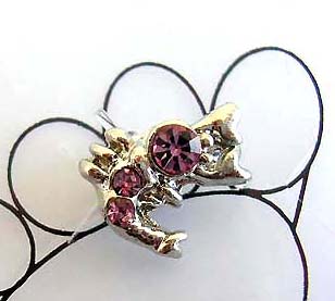 Beauty toe gems with clear band and cat pattern with assorted mini cz inlaid             