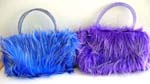 Assorted color imitation fur hand bag with double plastic handle and inner zipper design
