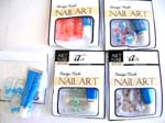 Assorted flower pattern and color nature finger nails with glue inside each pack