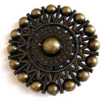 Round copper metal belt buckle with metal beaded and rope pattern design