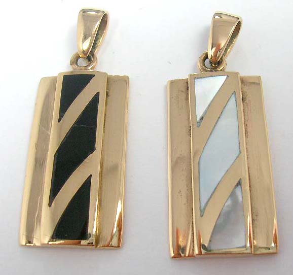 Elegant rectangle pendant with diagonal stones set in center         