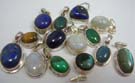 Vintage styled 925. sterling silver pendant with large gemstone. Comes in an assortment of patterns and colors picked randomly by our warehouse staff
