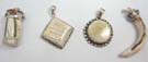 Animal's teeth set in 925. sterling silver pendant. Comes in an assortment of designs picked randomly by our warehouse staff