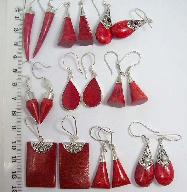 Fashion high jewelry quality wholesale coral colored gems in beautiful design on 925. sterling silver fish hook earrings