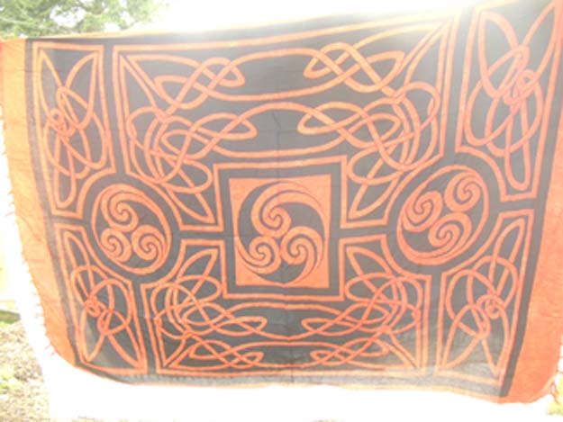 celtic print pareo wrapping sarong line distribute orange triple spiral sarong 