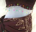 Fashion baby doll style lady's skirt set brown elastic beaded fringe on top and skirt, also it had sewing embroidery flower on skirt 