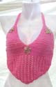Pinky sexy tie strings crochet top with seashell floral and funky angle design on bottom