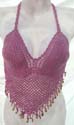 bra tops purple crochet top with seashell fringe design, tie on neck and in back