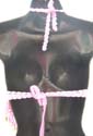 bra tops deep pink crochet top with seashell fringe design, tie on 