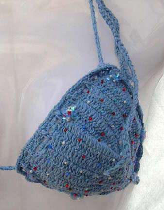 Online sling lady's bikini wholesale sky blue triangle bikini bra top with molded cups. Tie on neck and in back 