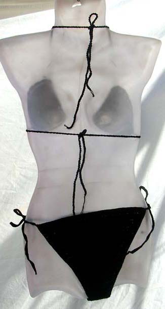 See through bikini set store supply handcrafted black bikini sequined bikini halter bra top with satin bows and sequins design 