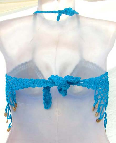 In fashion crochet bra top wholesale  bras and lingerie aquarium crochet top with seashell fringe design 