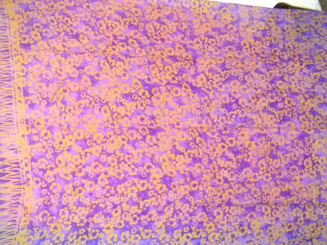 Affordable price apparel store wholesale purple batik sarong with orange mini floral design    