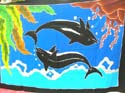 Fashion Fishes and dolphin hand painting batik sarong