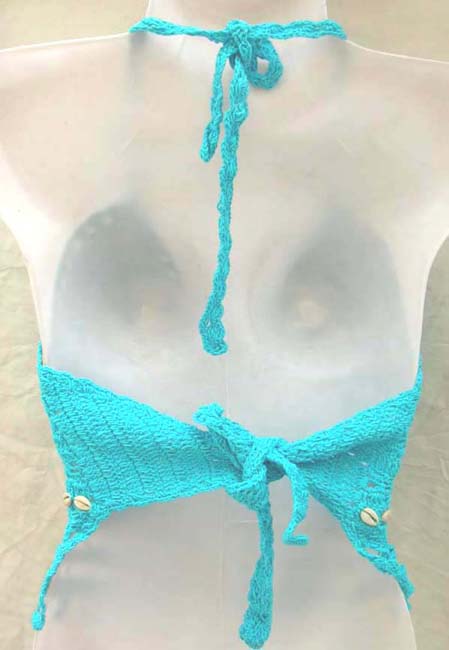 Handicraft knitting beach fashion aquarium crochet dangle top with seashell design 