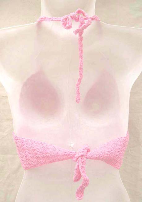 Designer inspired fashion store fancy sexy pinky crochet binkini top with handicrafted shiny chips flower sequin design 