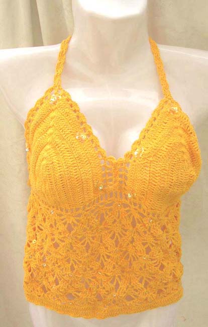 Fantastic lady's fashion diamond shape multi tie crochet with sparkle chips sequin design 