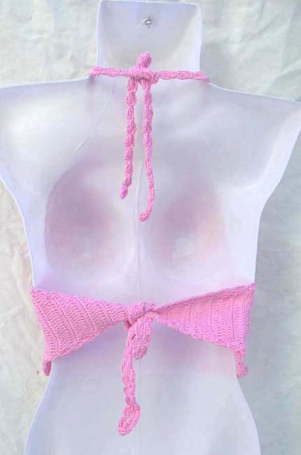 Lady's sexy apparel seashell flower pinky crochet top 