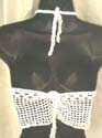 Custom crochet white floral triangle top with square combined diagonal line design, tie on neck and back 