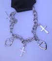 Charming fashion bracelet with heart and cross pendant design