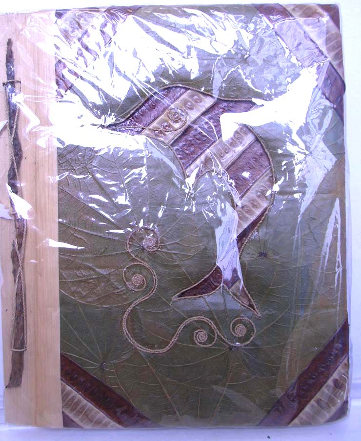 Special event gift store wholesale handmade photo album recycle paper front and back covers made from banana and other leaves
decorated with tree sticks  