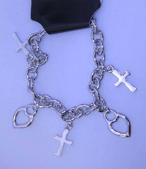 Unique gift wholesale distributor wholesale link fashion bracelet with cross and moon shape design    