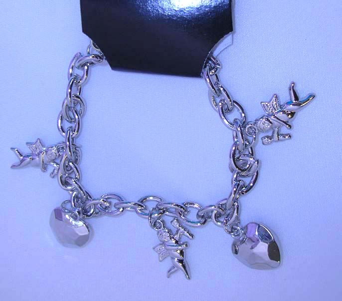 Summer fashion store online wholesale thick link fashion discount bracelet with heart and fish bone charms design    