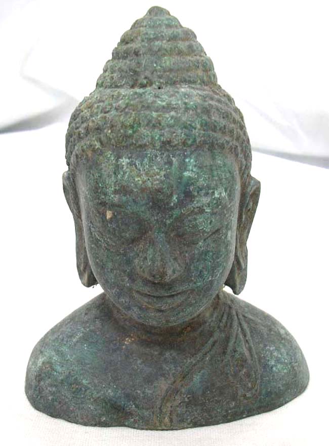 Mini table decor wholesaler store online green copper buddha head statue      