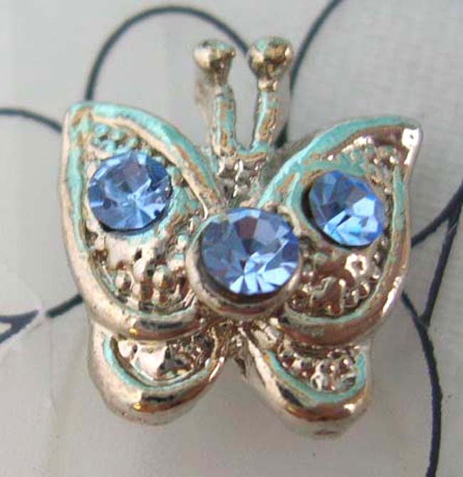 Insert jewelry online store wholesale silver plated fashion toe ring in butterfly feature embedded triple cz      