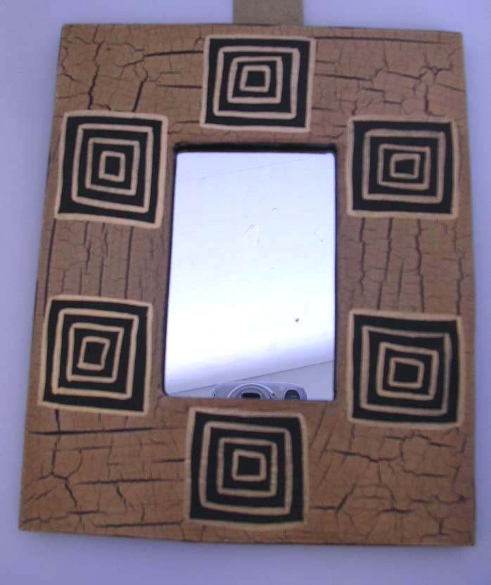 Wall mirror decor wholesale manufacture and distributor wholesale natural brown color with square geometrical design   
