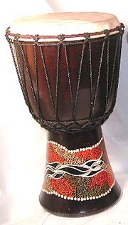 Summer wholesale gifts store online supply aboriginal assorted design dotted color djembe with sheep skin on surface    
