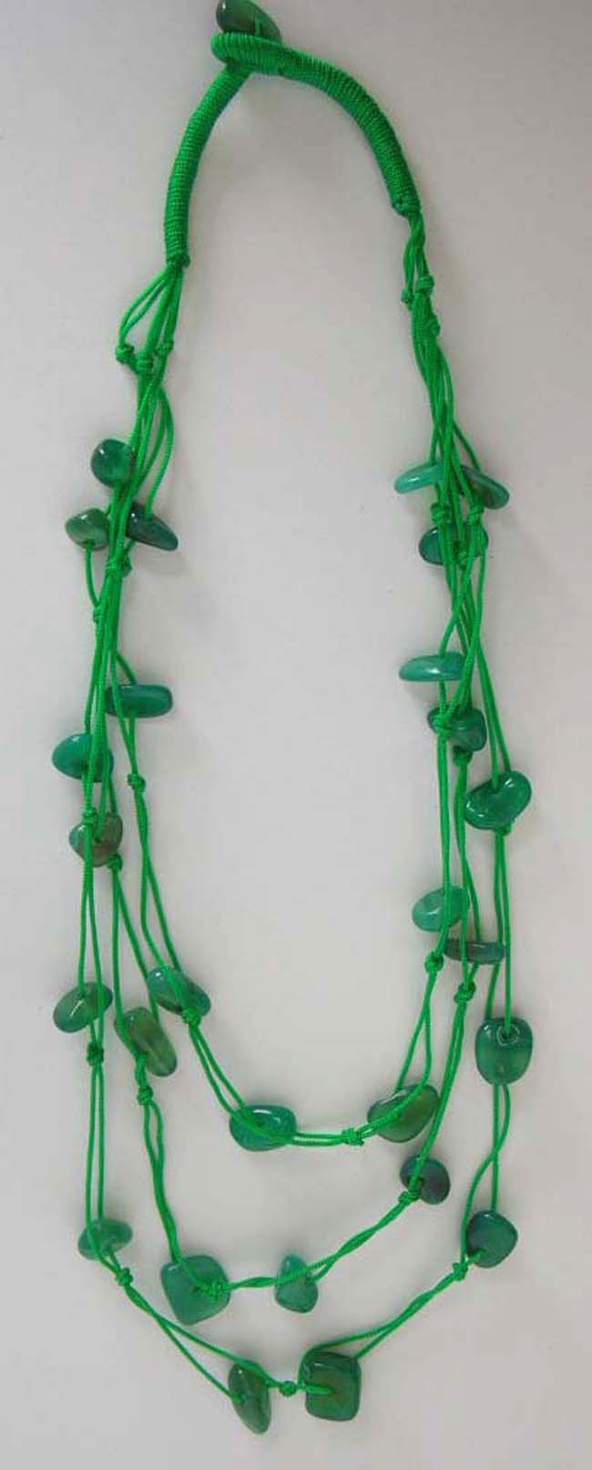 Good news for retails store wholesale vintage tripe gemstone strand necklace in green brown and black color design