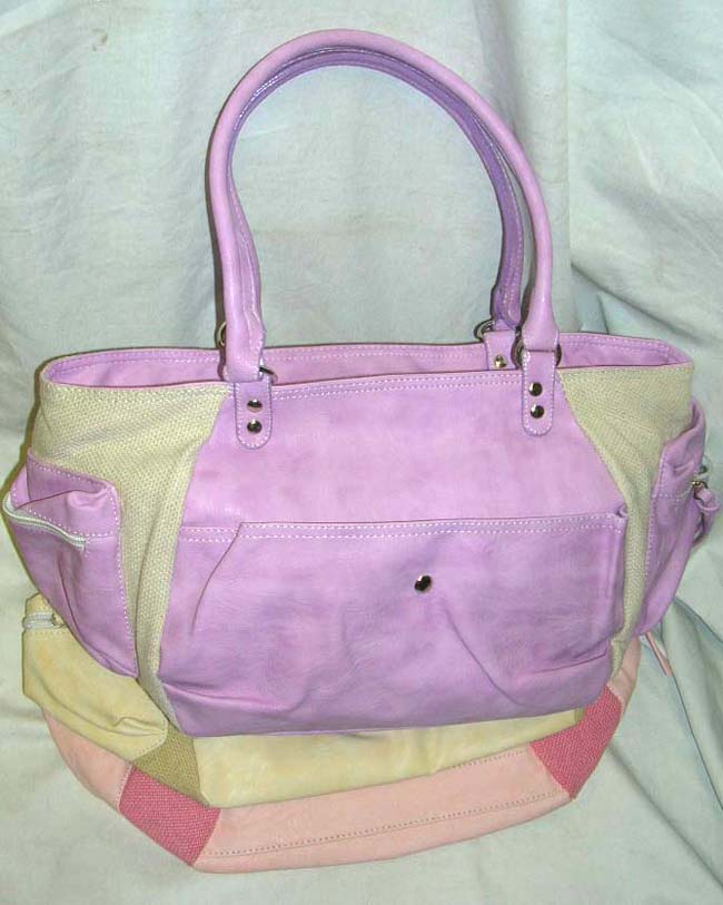 Swimming handbag wholesale US store canvas purple or pinky canvas leather plus swagger handbag      