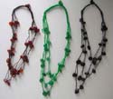 Vintage tripe gemstone strand necklace in green brown and black color design