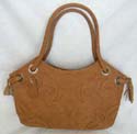 Natural brown filigree leaf pattern handle purse 